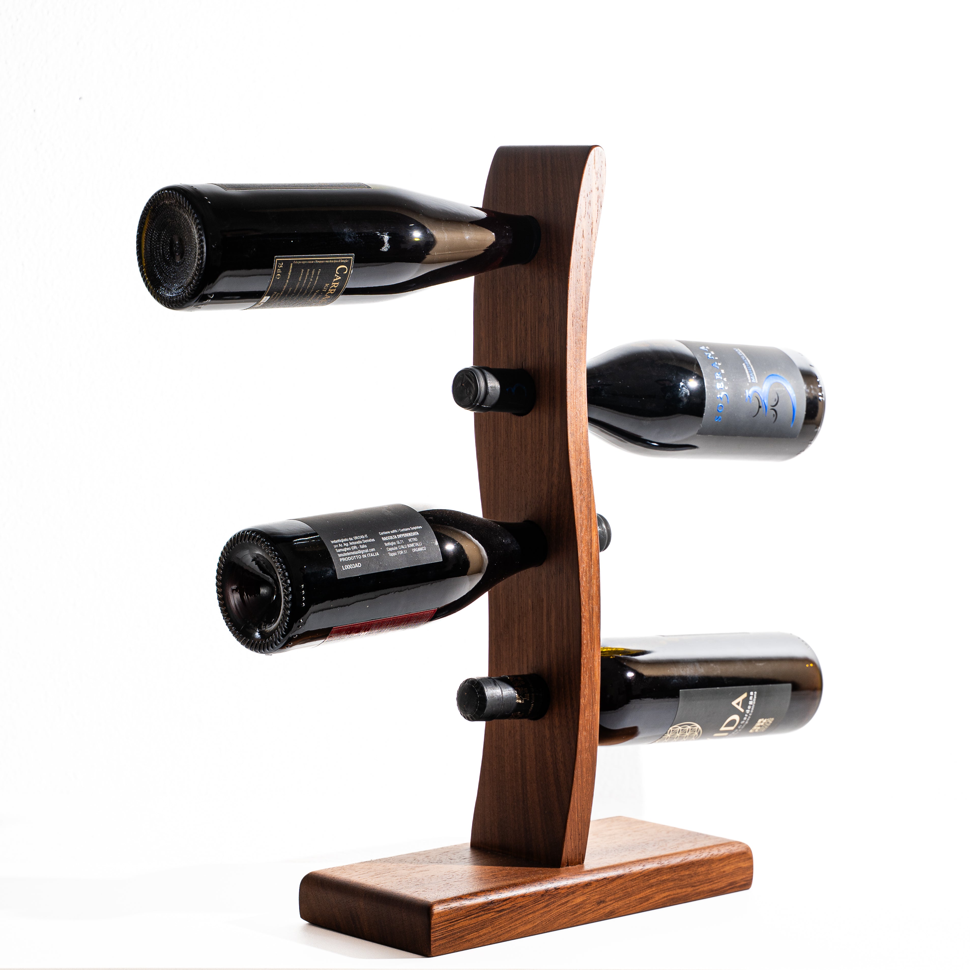 Portabottiglie da Vino ad Arco in Legno Scuro - 4 Bottiglie