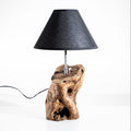 Lampada da Tavolo in Legno con Paralume Nero
